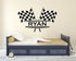 Racing Wall Decal Personalized Name Flags - Nursery Wall Decor - Black Vinyl Sticker (22" x 14") Baby Room