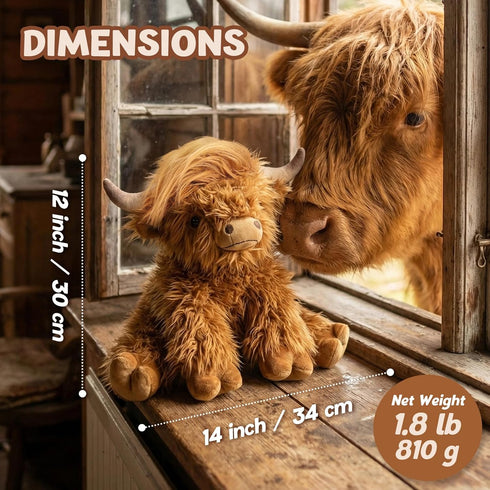 Highland Cow Stuffed Animals, Microwavable & Weighted Stuffed Animal, Highland Cow Plush for Warmth Comfort, Heatable