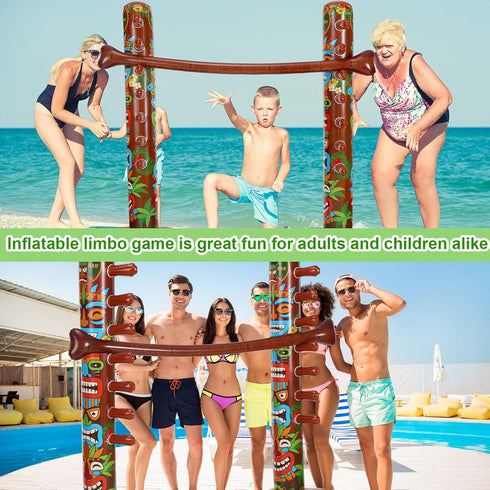 Jenaai Inflatable Tiki Limbo Game, Hawaiian Tropical Theme Fun Limbo Stick Limbo Pole for Tiki Party Decors, Summer