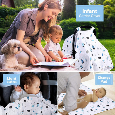 Muslin Car Seat Covers for Babies, Lightweight Infant Canopy, Breathable Baby Carrier Cover for Newborns