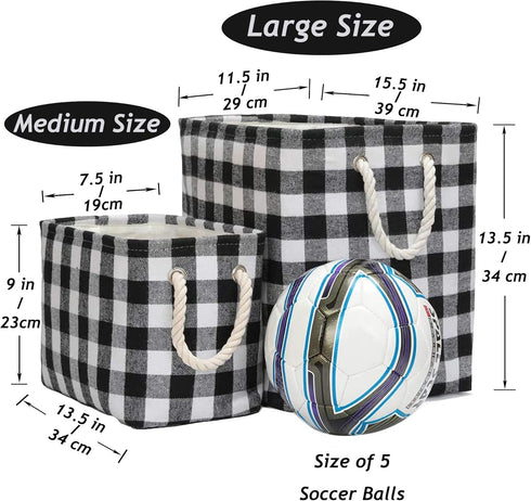 Large Rectangular Decorative Storage Bins - Foldable Laundry Hamper Baskets with Rope Handles for Blankets, Toys
