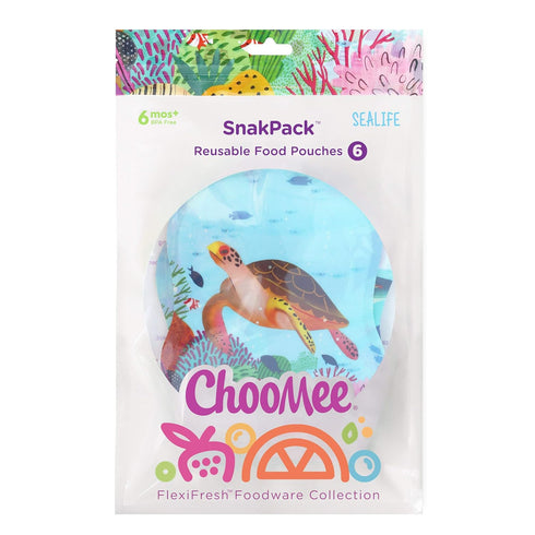 ChooMee Reusable Baby Food Storage Pouches, 8 oz - Ideal for Baby Food, Smoothies and Purees, 6 CT