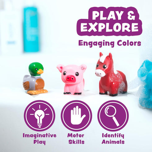 6 Pack Tub Works Barnyard Mold Free Bath Toys, | Sealed, No Hole Bath Toys Design Keeps Moisture Out | Soft, Squeezable
