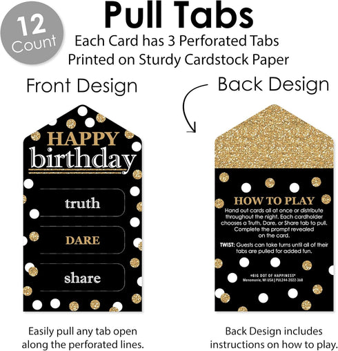 Big Dot of Happiness Adult Happy Birthday - Gold Birthday Party Game Pickle Cards, Set of 12