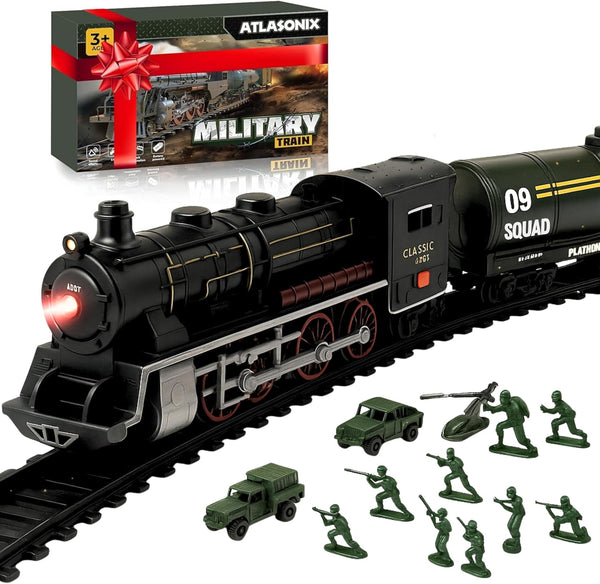 USA Electric Express Train Set for Kids Ages 4-8 - Military Toy