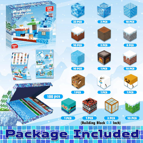 Magnetic Blocks - 100PCS Build Frozen Castle Magnet World, Magnetic Toys for Montessori Toddler Christmas Birthday Gifts
