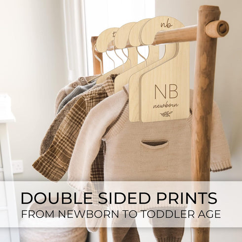 Closet Set 7 24 Beautiful Wooden Baby Dividers of - Double-Sided Organizer for Newborn to Months Size Clothes