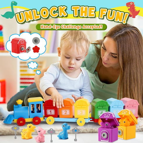 2 3 4 5 Counting Set, 2-4 3-5 Toddler Montessori Learning Toys for Year Old Boys, Kids Dinosaur Train Matching Toys
