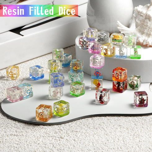 Fish DND Dice Set: 7PCS Resin Dice with Velvet Bag for Dungeons and Dragons Role Playing Games