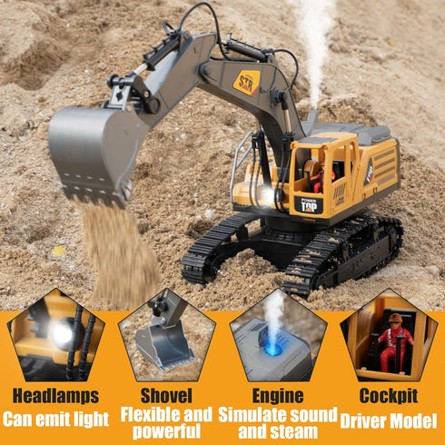KASQERT 1:14 Boys,14 6 7 8 9 10 11 12 Remote Control Excavator Toys for Channel RC Digger Construction Toys