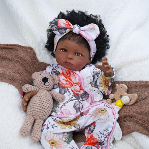2 17-22 Inch BABESIDE Pcs Reborn Baby Doll Clothes with Headband for Babydolls, Floral Patterns Reborn Baby Doll