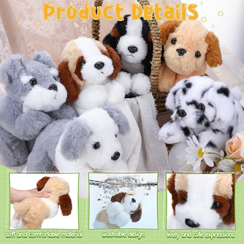 6 8 Inch Set Pcs Stuffed Animal Plush Dog Puppy Soft Plush Pillow Toy Fluffy Puppy for Kids Girls Dog Theme Party Favor