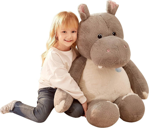 IKASA Giant Hippo Stuffed Animal - 30" Jumbo Plush Toy for Kids, Boys & Girls (Gray)
