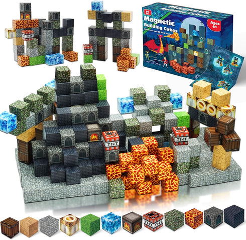 Magnetic Blocks - 60PCS Dark Castle Magnet World Set, STEM Sensory Toys for 3-10 Year Olds