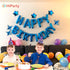 Blue Happy Birthday Balloons Banner, Mylar 3D Foil Letter Banners & 6 Star Balloons, 3-in-1 Party Decorations for Kids