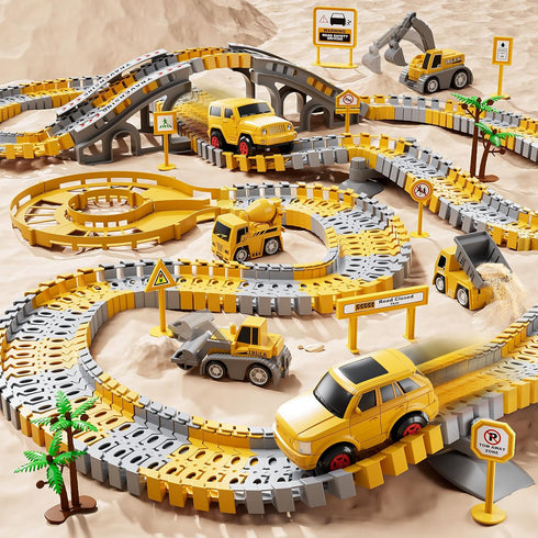 3 4 5 6 2PCS 4 2 3 4 5 6+ iHaHa Toddlers Construction Race Tracks Toys Gifts for Years Old Boys Kids, Electric Race