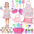 Set, deAO Kids Gardening Garden Tool for Toddlers, Gardening Kit Include Safe Shovel Rake Fork Gloves Apron Watering