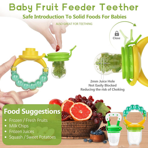 12 Pack 2 1 WAJIAYON Baby Fruit Feeder Pacifier - | Infant Food Feeder Pacifier & Babies Food Dispensing Spoon | Fresh