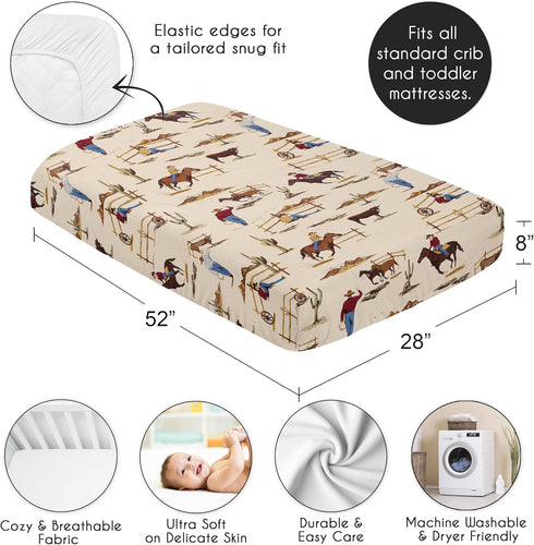 Sweet Jojo Designs Fitted Baby Crib Sheets, Western Cowboy, Standard Size, Boys, Infant Nursery