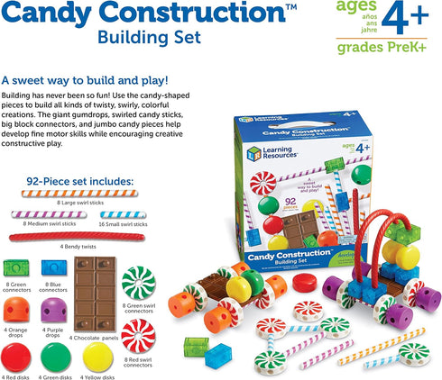 Learning Resources Candy Construction Building Set, 92 Pieces, Toddler Learning Toys, Ages 4+