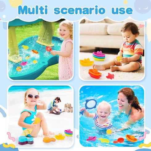 17Pcs 1-3 Swimming Small Water Table Toys for Toddlers - Super Easy to Clean, Baby Bath Toys Water Table Accessories