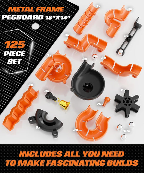 THE SCHOLAR ANT 125 Set 5+ 3D Precision Marble Run - Piece STEM Building - Educational Learning Science Toys Kits