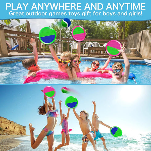 Officygnet Velcro Ball and Catch Game - Kids Toss Game for Ages 3-12, Catching Ball Set with 4 Paddles