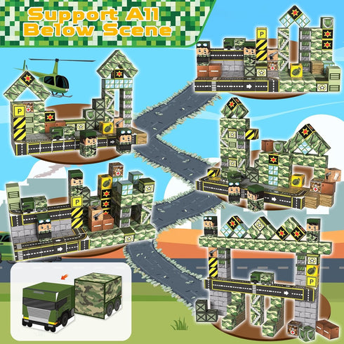 Blocks-100PCS Set, 3+ Annexfun Magnetic Military Building Blocks Kids Classroom Sensory Toy for Toddlers STEM Learning