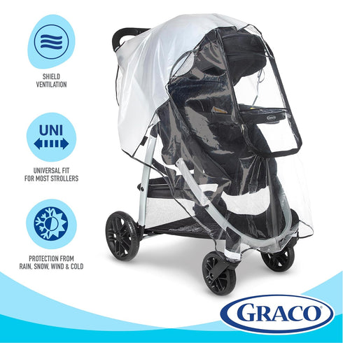 Graco Universal Deluxe Weather Shield with Zippered Window, Baby Rain Cover, Universal Size for Most Strollers,
