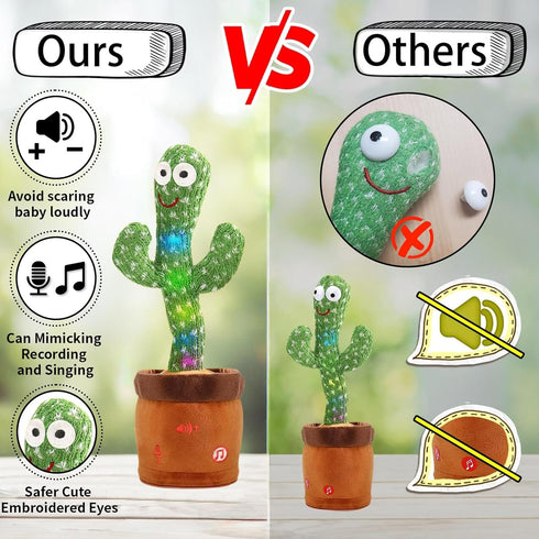 MIAODAM Volume Adjustable Dancing Cactus Toy, Colorful Glowing Plush Toy Singing 120 Songs for Kids