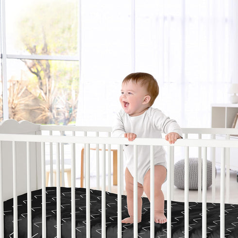 Sweet Jojo Designs Fitted Baby Crib Sheets (Black and White Boho Arrow) for Boys or Girls, Infant Nursery, Toddler Room