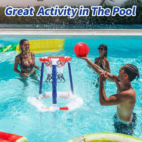 EagleStone Pool Basketball Hoop, Floating Inflatable Pool Basketball Games with 2 Pool Balls and Pump