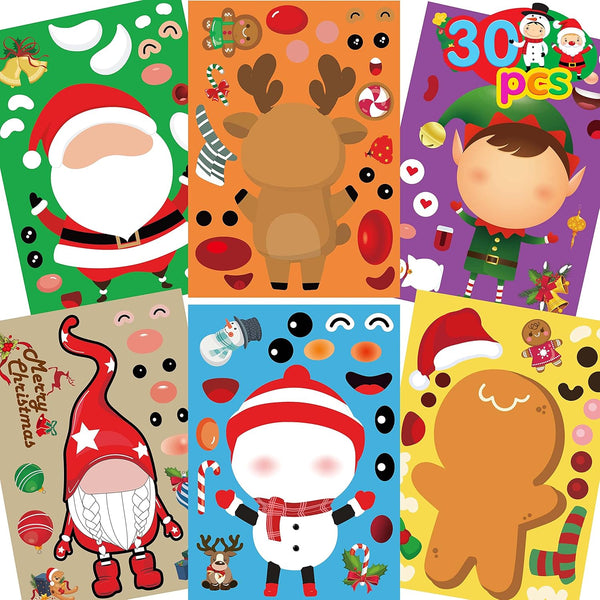 Funnlot Christmas Stickers for Kids - 30PCS Make Your Own Stickers Game and Activities for Toddlers Craft Kits