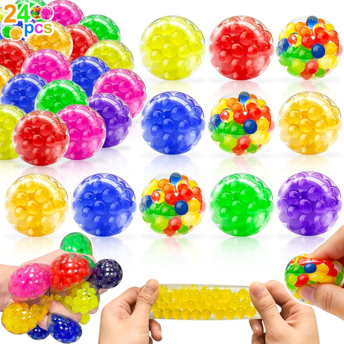 24 Pack Prefilled Surprise Eggs with Fidget Stress Balls, Sensory Toys for