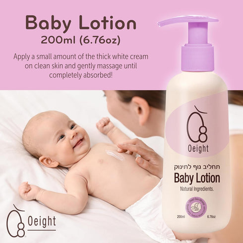 Oeight Baby Lotion is a natural body lotion for newborns and infants, ideal for sensitive skin. This gentle moisturizer