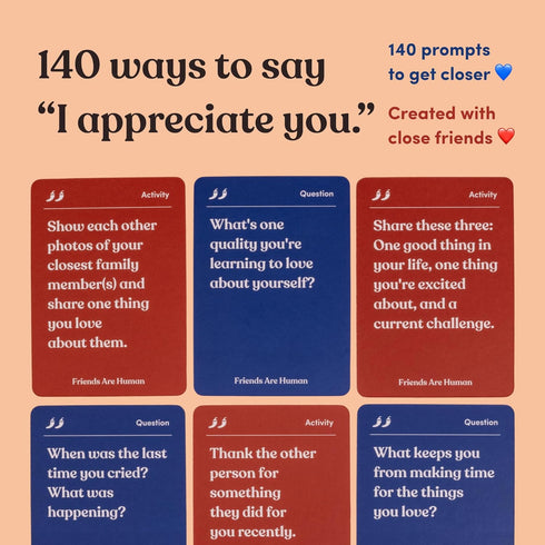 140 Communication Friends are Human | Conversation Cards to Help Deepen Friend Relationships | Card Game for Bonding