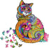 Wooden Jigsaw Puzzle - Cat Animal-Shaped Fantasy Puzzle, 208 Unique Pieces, Size King (17.7" x 16.9")