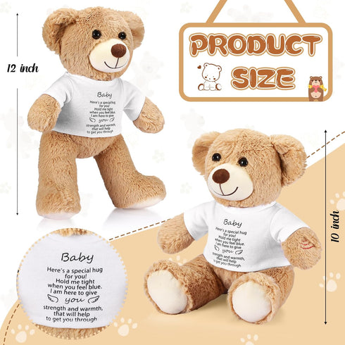 12 Inch Bear Stuffed Animal with 30 Seconds Voice Recorder Module, Soft Plush Bear with Zipper Memorial Gift