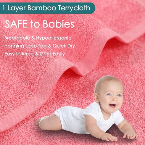 6 Pack, 10x10 inch Baby Washcloths Heavenly Soft Pink Wash Cloths for Face and Body, Gentle & Safe Face Towel on