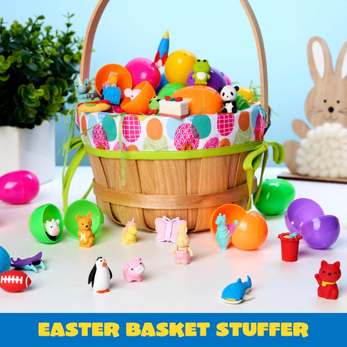 JOYIN 72 Pcs Animal Erasers for Kids, 3D Cute Mini Pencils, Bulk Desk Pets for Classroom Rewards and Party Favors.