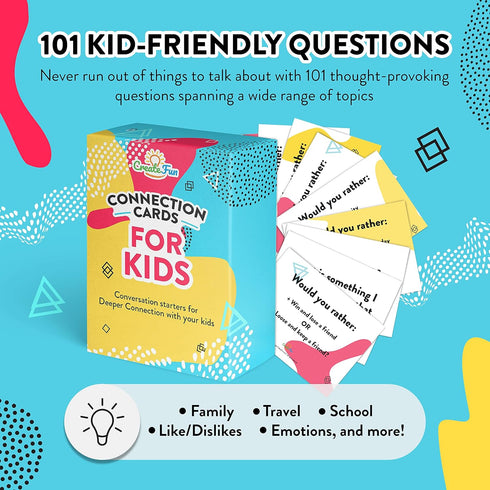 CreateFun Summer Fun Activities for Kids, 101 Playful Conversation Cards for Ages 3+ to Build Confidence