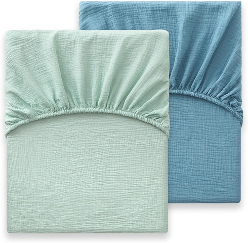 Bailix Heavyweight Muslin Baby Crib Sheets - 2PCS 52"x28" Neutral Fitted Crib
