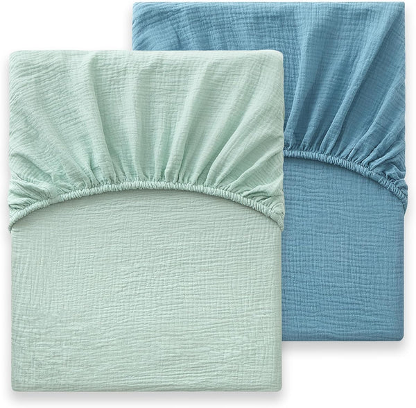 Bailix Heavyweight Muslin Baby Crib Sheets - 2PCS 52"x28" Neutral Fitted Crib