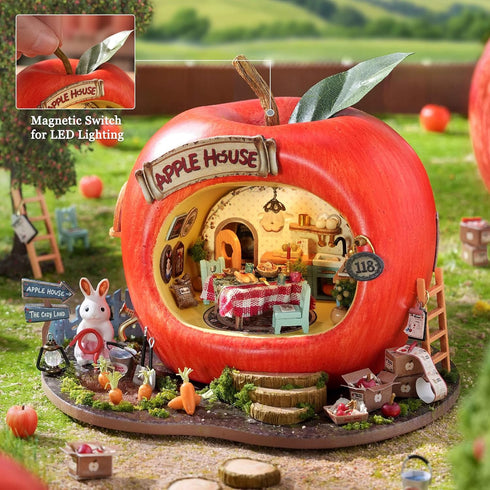 1:100 TuKIIE DIY Miniature House Kit with Furniture, Scale Creative Room Mini Wooden Dollhouse Book Nook for Kids Teens
