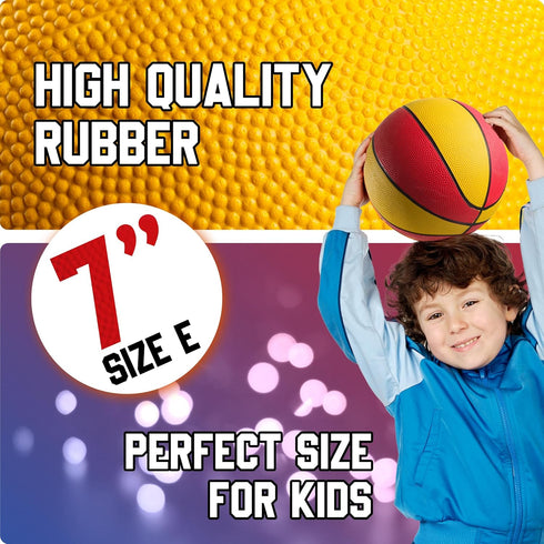 Mini Basketballs With Pump 7 Inch, Size 3 Pack Of 4 - Indoor/Outdoor Basketball Set for Kids
