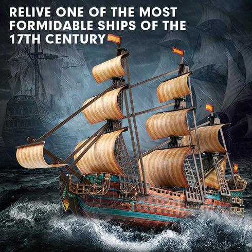 843659803 1960, 3D 248 240 CubicFun Boat San Felipe Spanish Ship, Puzzle, Model Kit for Adults and Children, Pieces