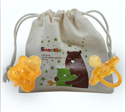 1 Count (0-6 Sweetie Rubber Pacifier STAR SHAPE RUBBER Natural Rubber with Rounded Nipple small)