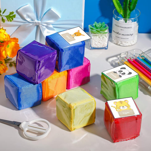 Yilloog 16 Pcs 3.15 Inch DIY Photo Pocket Dice Set - Large Clear Foam Dice for Classroom Education Playing Games