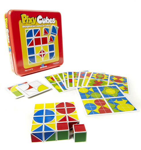 Pixy Cubes Matching Pattern Design Game - Speed or Memory Rules with Cubes in Tin Box, Ages 6+, 1 to 4 Players