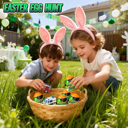 Cleboen Set 12 Pack City Car and Truck Surprise Egg for Kids, Blind Eggs with Alloy Car Toys Inside, Ideal Gift